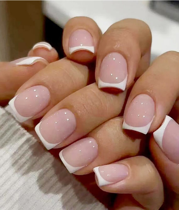 Simple Flat Nail Art – Short Square Tips