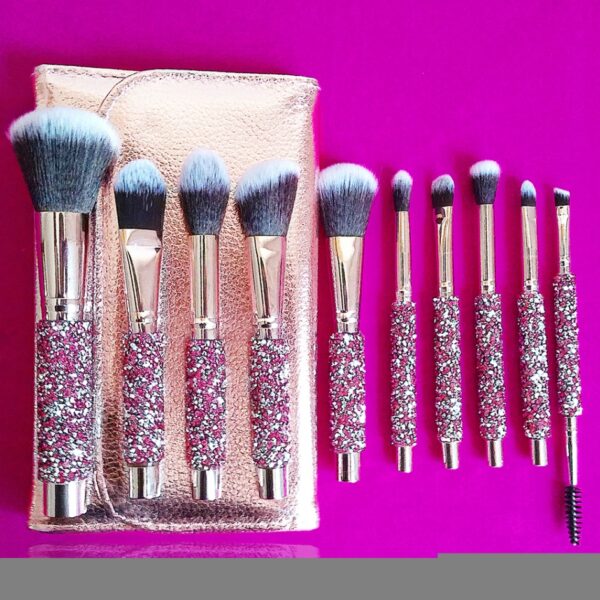 10 IN 1 Diamond Inlaid Makeup Brush Set – With Storage Bag
